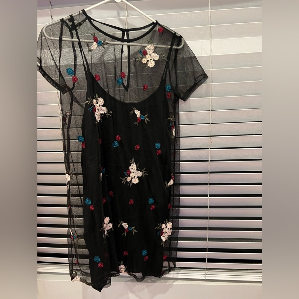 Hollister black dress with flowers